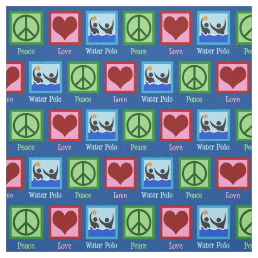 Tissu Peace Love Water Polo Team Blue (Échantillon)