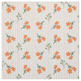 Tissu Peach Stripe Floral Botanical Pima Cotton Fabric