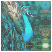 Tissu Peacock Bleu Vibrant Avec Queue Fissée (Fermer)