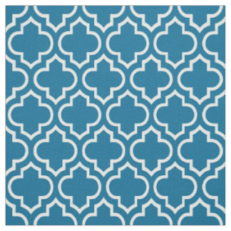 Tissu Peacock Blue, Quatrefoil Marocain Blanc #6