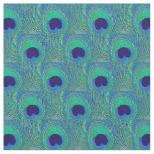 Tissu Peacock Feather Fabric - Green Blue Navy Turquoise