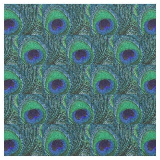 Tissu Peacock Feather Fabric - Vert, Turquoise, Bleu, Ma (Fermer)