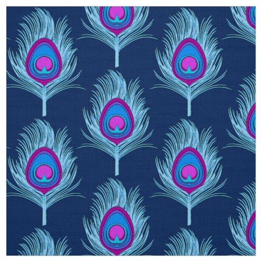 Tissu Peacock Feathers, Navy et Pastel Blue (Échantillon)