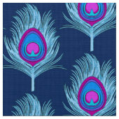 Tissu Peacock Feathers, Navy et Pastel Blue (Fermer)