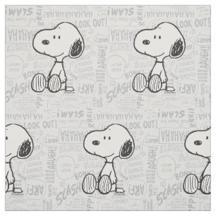 Tissu PEANUTS Snoopy en bandes dessinées Noir Blanc