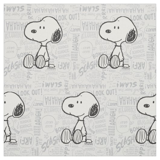 Tissu PEANUTS | Snoopy on Black White Comics (Échantillon)