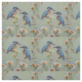 Tissu Pêcheurs Australiens Bleus Et Fleurs D'Eucalyptus, (Échantillon)