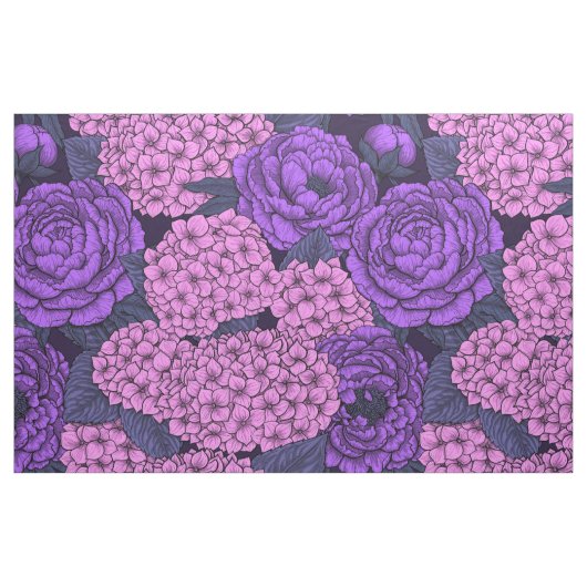 Tissu Peine et hydrangée en rose et violet (Fat Quarter)