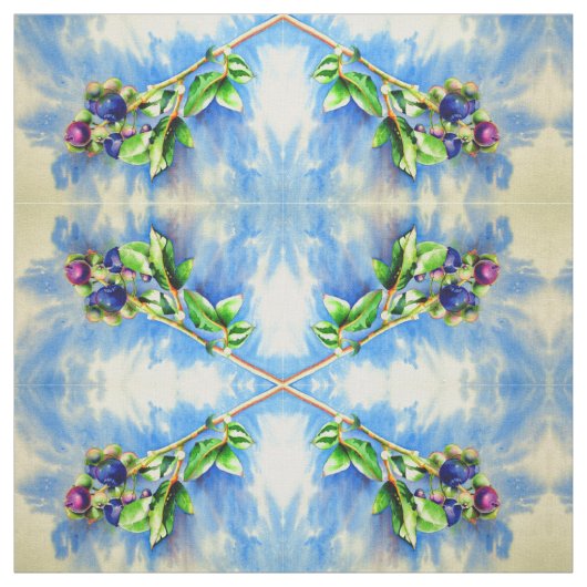 Tissu peinture à l'aquarelle de bleuet (Échantillon)