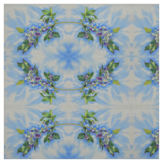 Tissu peinture à l'aquarelle de bleuet (Échantillon)