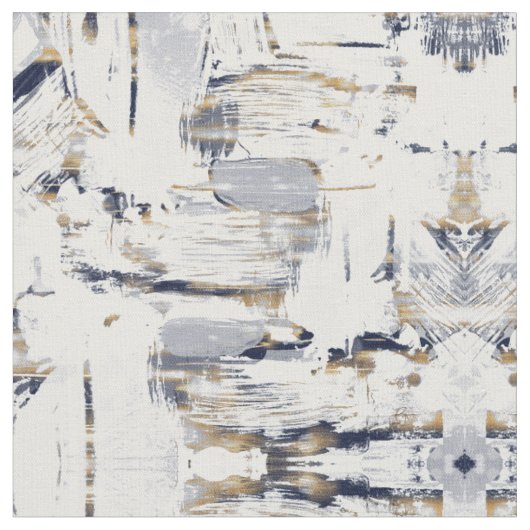 Tissu Peinture Bleu Blanc et Brush Or (Fermer)