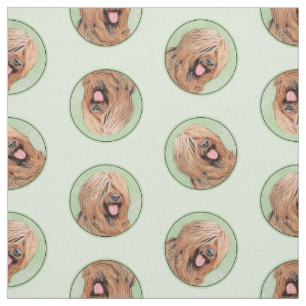 Tissu Peinture Briard Tawny Black Overlay Cute Dog Art