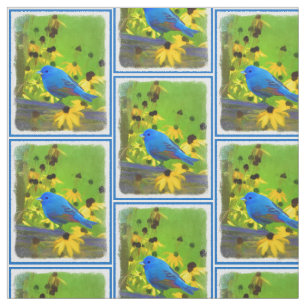 Tissu Peinture de Bunting Indigo - Art original pour ois