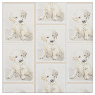 Tissu Peinture de chiot de golden retriever - art