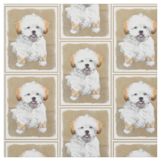 Tissu Peinture de chiot de Lhasa Apso - art original (Échantillon)