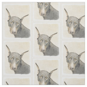Tissu Peinture de Doberman Pinscher - Art original de ch