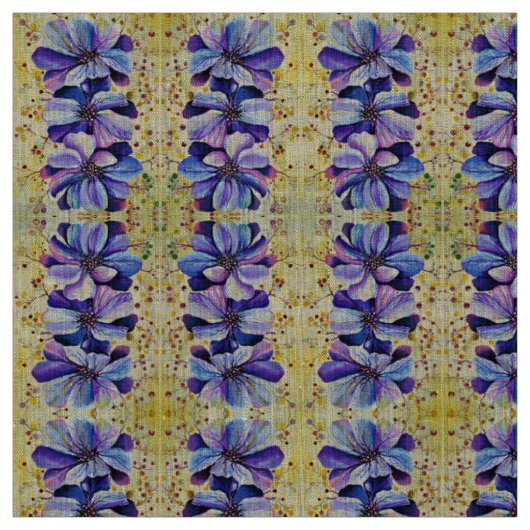 Tissu Peinture de fleurs de delphinium (Échantillon)