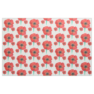 Tissu Peinture de fleurs de pavot rouge