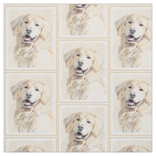 Tissu Peinture de Golden Retriever - Beau art original d