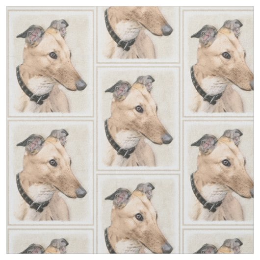 Tissu Peinture de lévrier - art original mignon de chien (Échantillon)