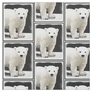 Tissu Peinture de l'ours polaire - Art original de la fa