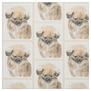 Tissu Peinture de Pekingese - L'art original du chien