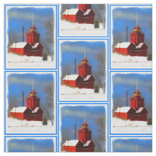 Tissu Peinture de phare rouge - Art original