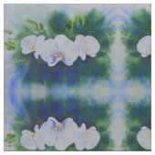 Tissu Peinture d'orchidée d'aquarelle blanche, vert bota (Fermer)