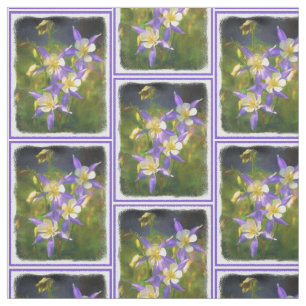 Tissu Peinture du Colorado Columbine bleu - art original