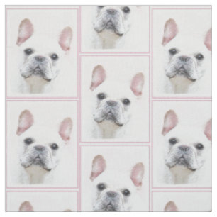 Tissu Peinture française de Bulldog (Crème/Blanc)