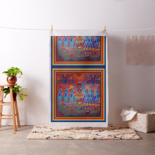 Tissu Peinture mexicaine Huichol Yarn Peyote Design