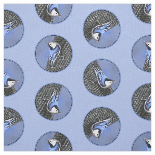 Tissu Peinture Nuthatch à poitrine blanche Oiseau origin (Échantillon)