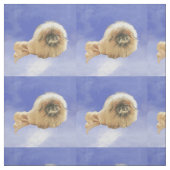 Tissu Pékingese sur fond bleu (Échantillon)