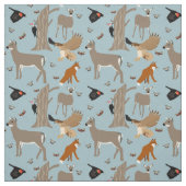 Tissu Pennsylvania Wildlife Deer, Fox, Birds Patterned (Échantillon)