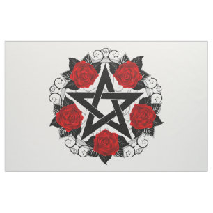 Tissu Pentagramme aux roses rouges