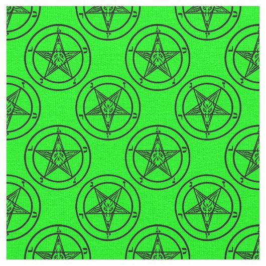 Tissu pentagramme baphomet vert halloween (Fermer)