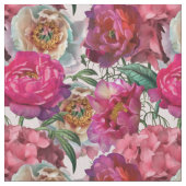 Tissu Peonies roses rouges et fleurs d'Hydrangée (fermé)