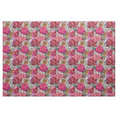 Tissu Peonies roses rouges et fleurs d'Hydrangée (Fat Quarter)