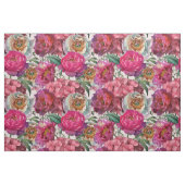 Tissu Peonies roses rouges et fleurs d'Hydrangée (Fat Quarter)