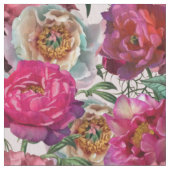 Tissu Peonies roses rouges et fleurs d'Hydrangée (fermé)