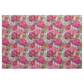 Tissu Peonies roses rouges et fleurs d'Hydrangée (Fat Quarter)