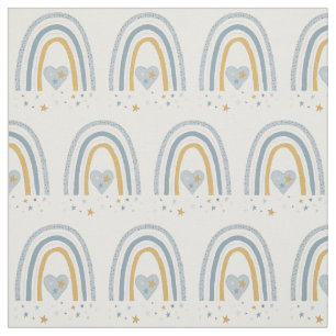 Tissu Pépinière de bébés étoile arc-en-ciel bleu-bl