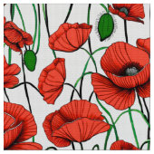 Tissu Pépites rouges dans un champ sur blanc (Fermer)