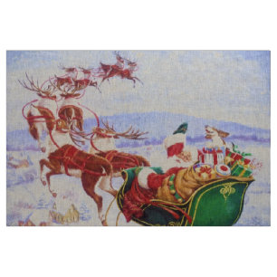 Tissu Père Noël avec le traîneau