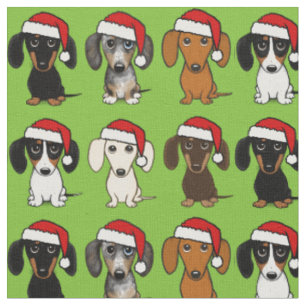 Tissu Père Noël Dachshunds mignon Chiens Wiener Noël