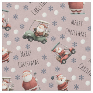 Tissu Père Noël de golf sur Dusty Rose