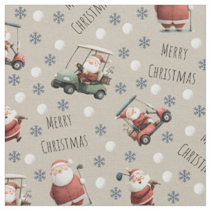 Tissu Père Noël de golf sur Vanilla