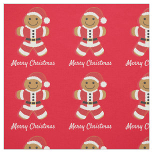 Tissu père Noël Gingerbread Man Joyeux Noël