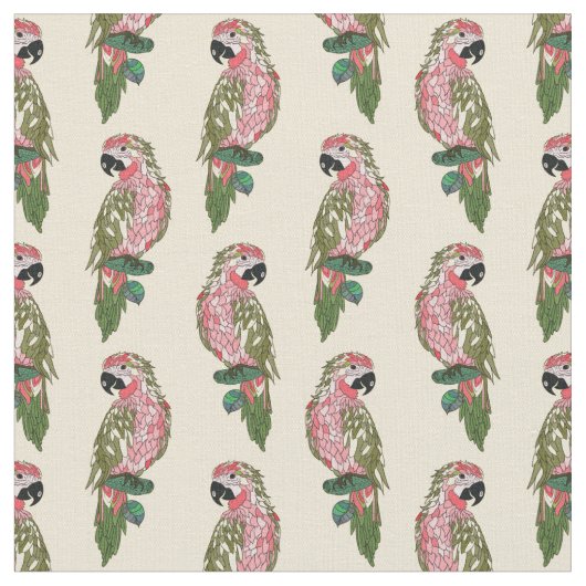 Tissu Perroquets de style de Zentangle (Fermer)
