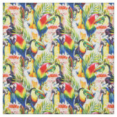 Tissu Perroquets et palmettes (Échantillon)